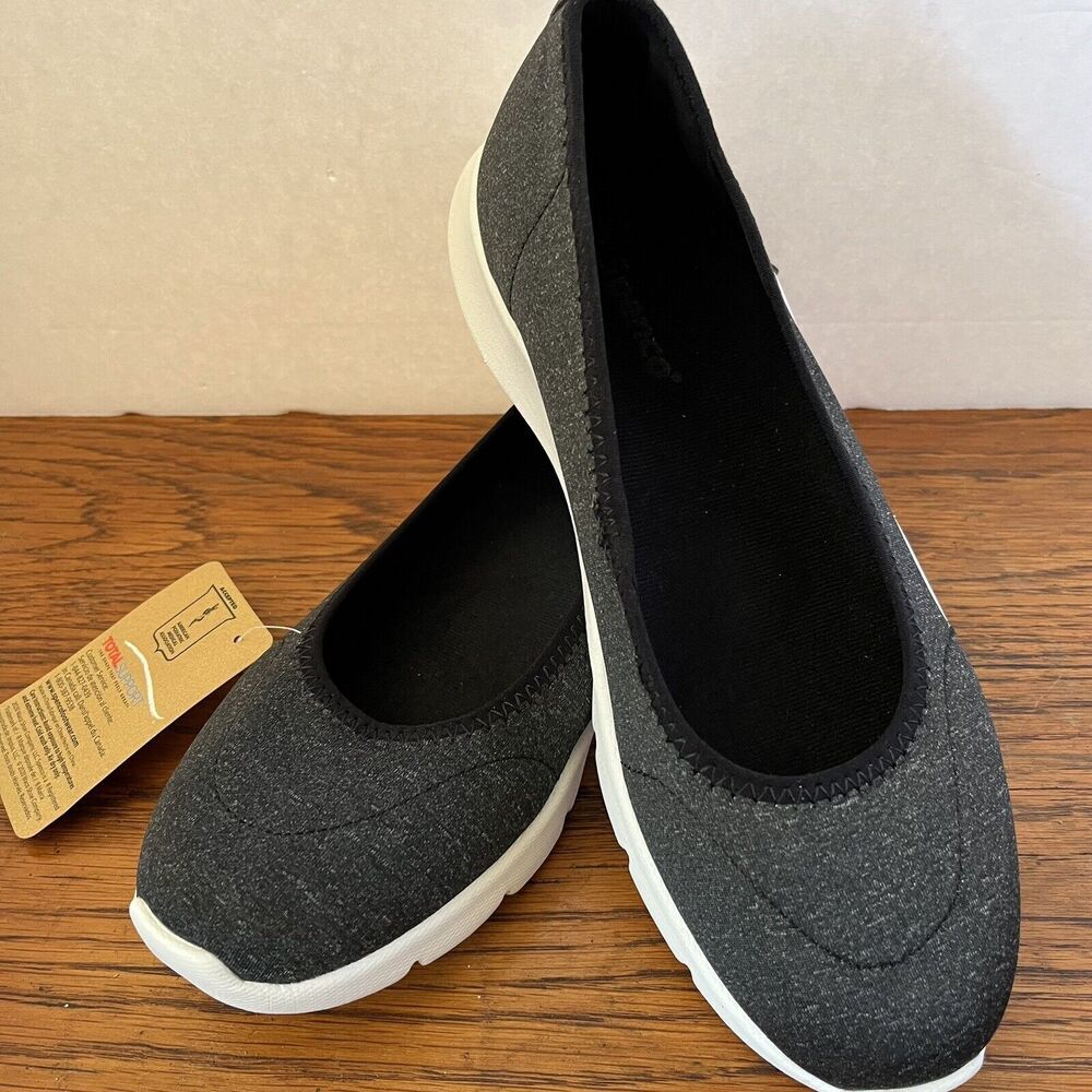 WACO Spenco Daily Stretch Jersey Revitalign Women Shoes 8 Black Charcoal NWT $90
